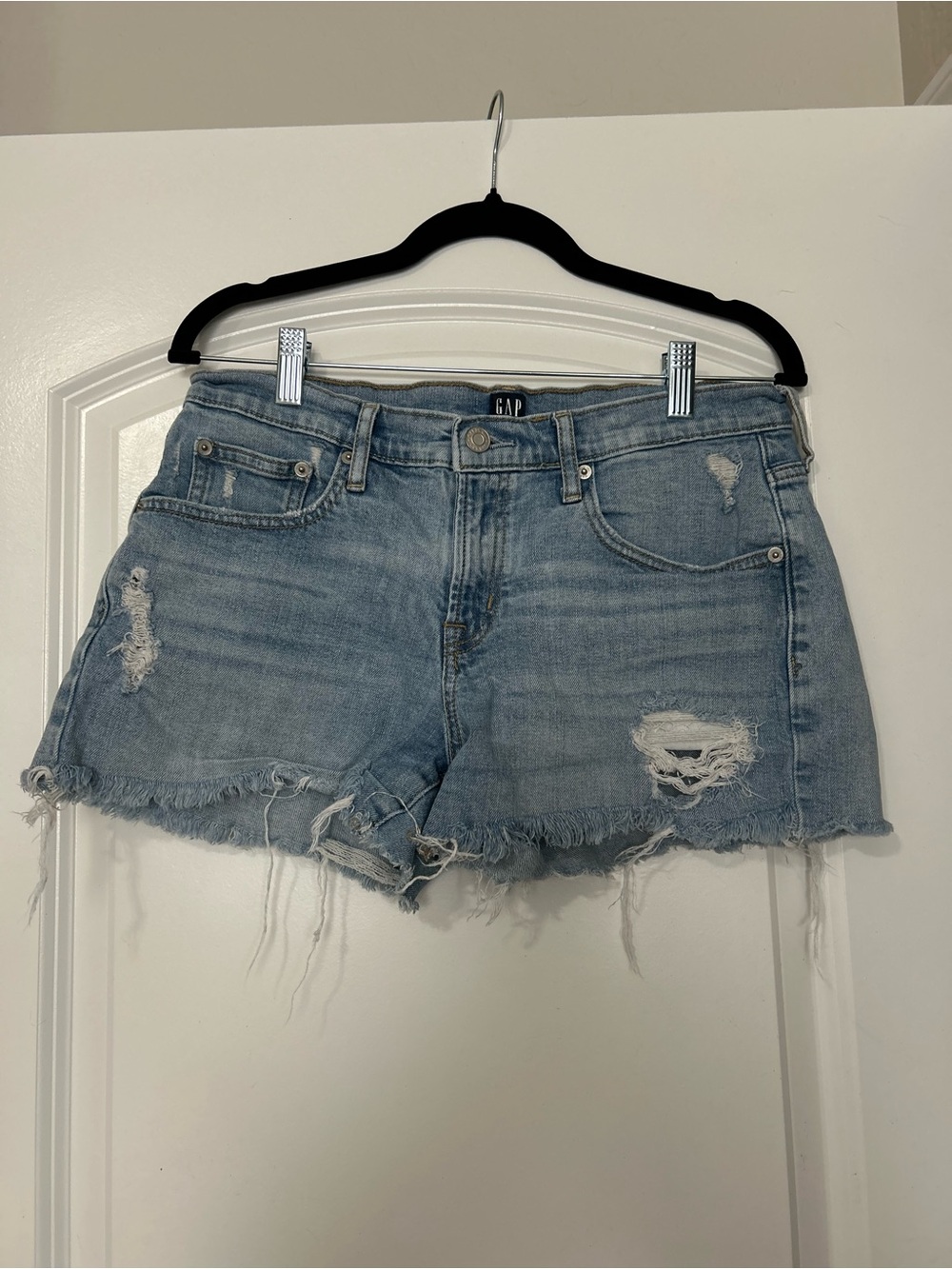 GAP Light Blue Distressed Denim Cutoff Shorts